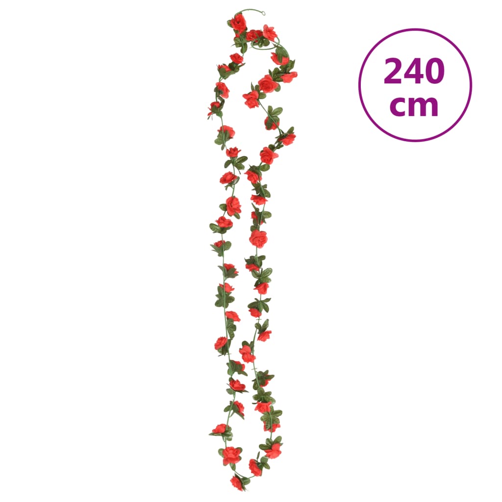 Ghirlande de flori de Crăciun, 6 buc., roșu, 240 cm