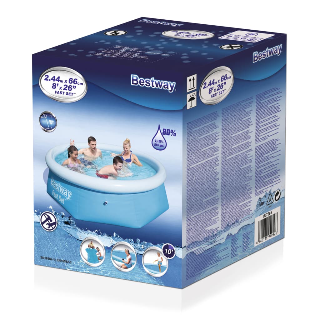 Bestway Piscină gonflabilă Fast Set, 244x66 cm, rotundă, 57265