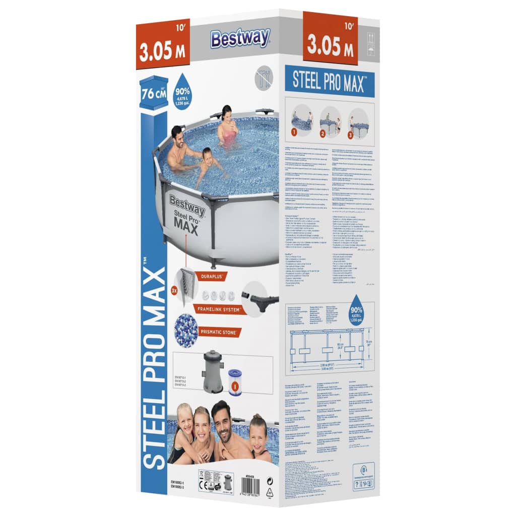 Bestway Set de piscină Steel Pro MAX, 305 x 76 cm