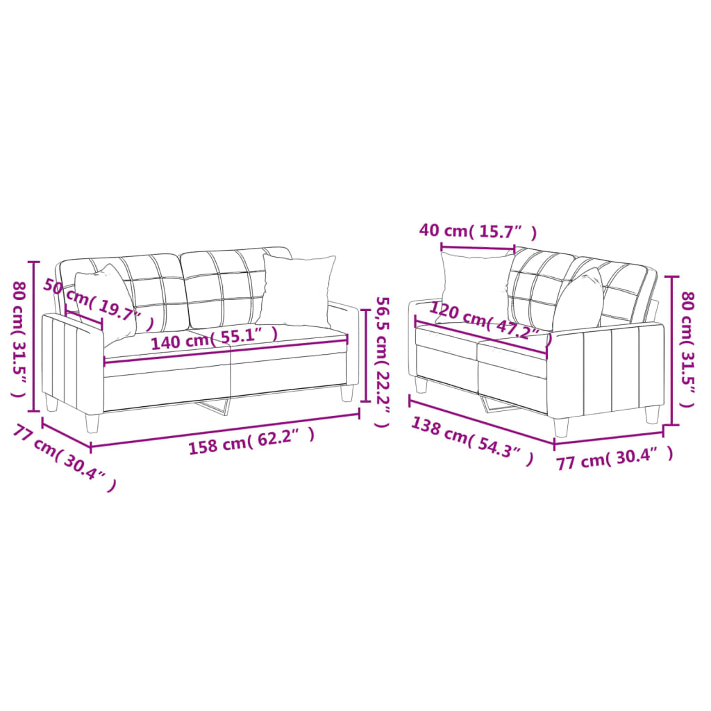 Set de canapele cu perne, 2 piese, roșu vin, piele ecologică