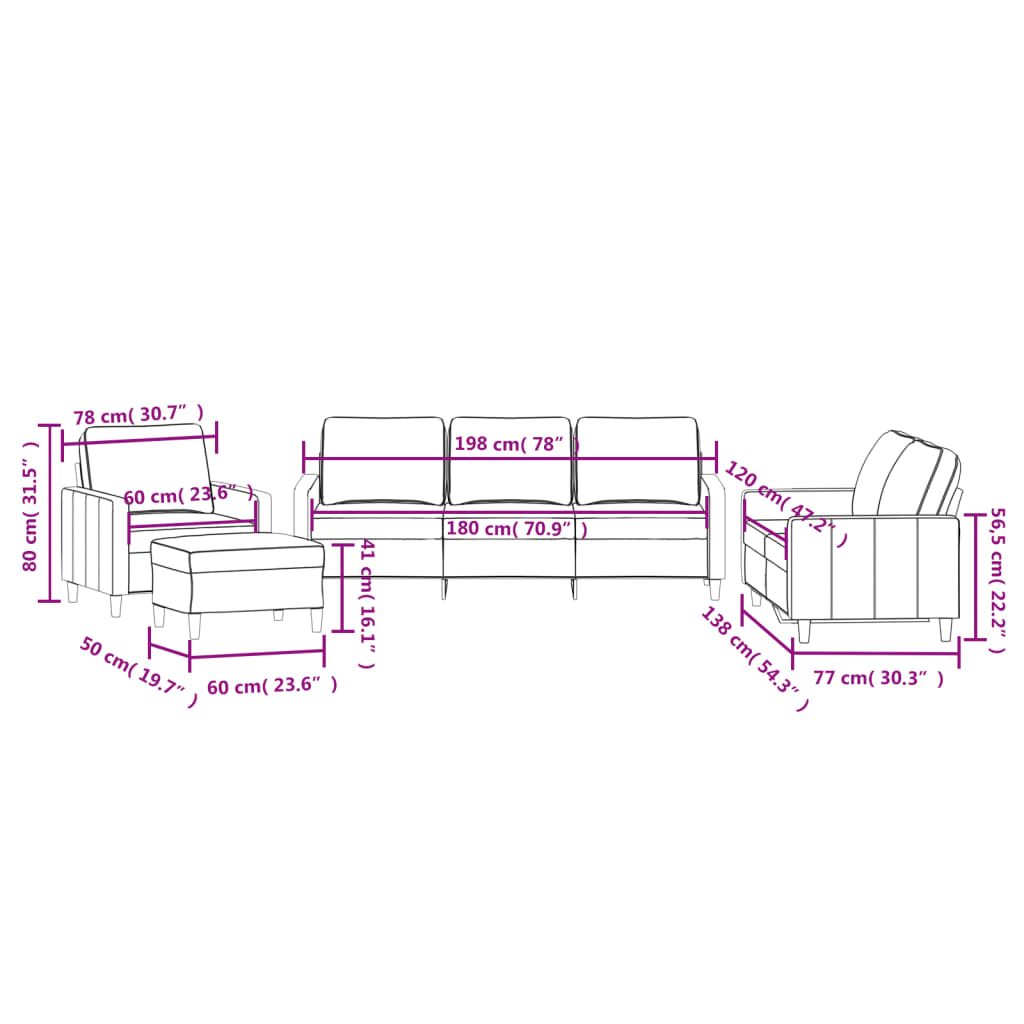 Set de canapele cu perne, 4 piese, gri închis, catifea