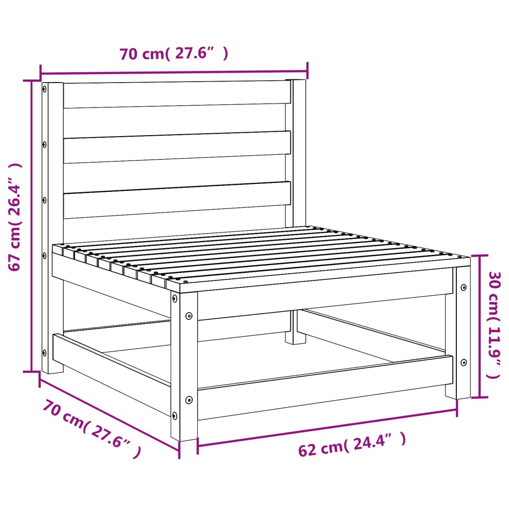 Canapele grădină fără cotiere, 2 buc., maro ceruit, 70x70x67 cm