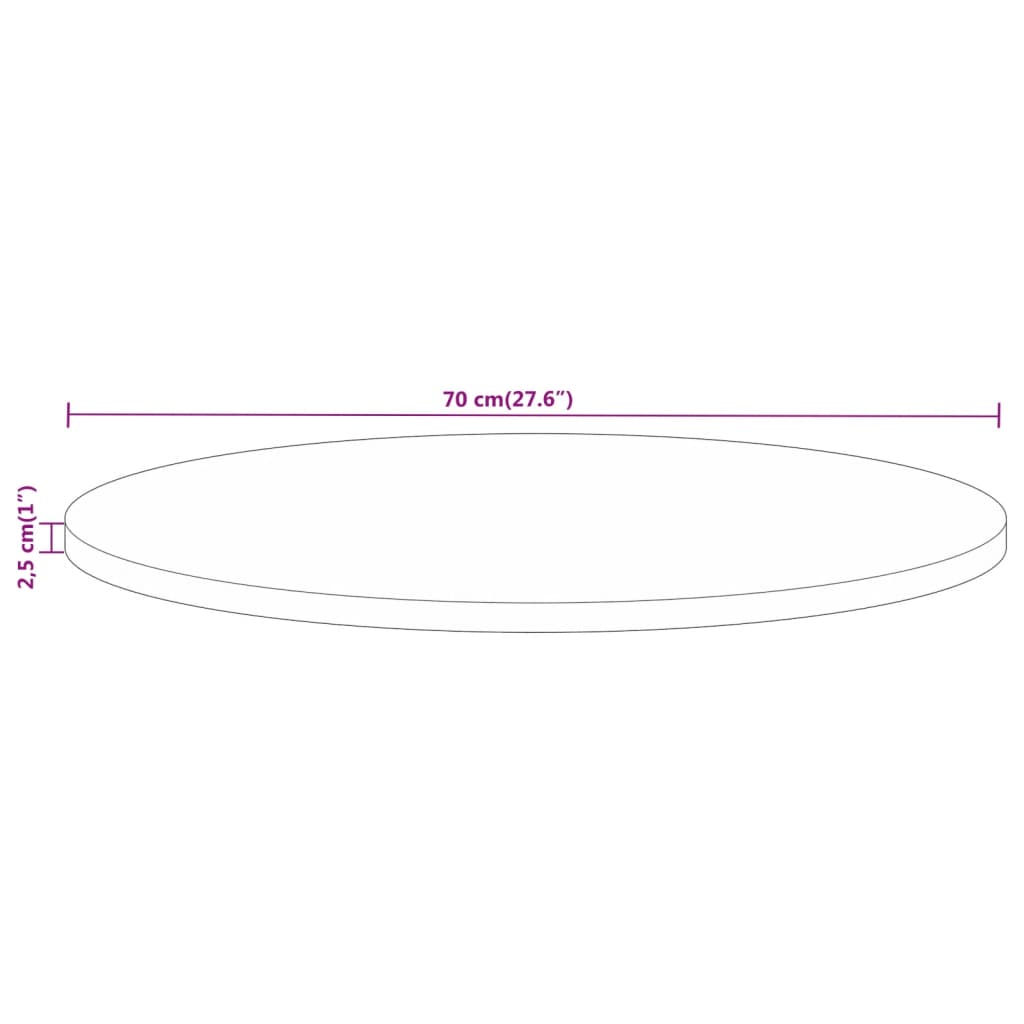 Blat de masă rotund, Ø 70x2,5 cm, lemn masiv reciclat