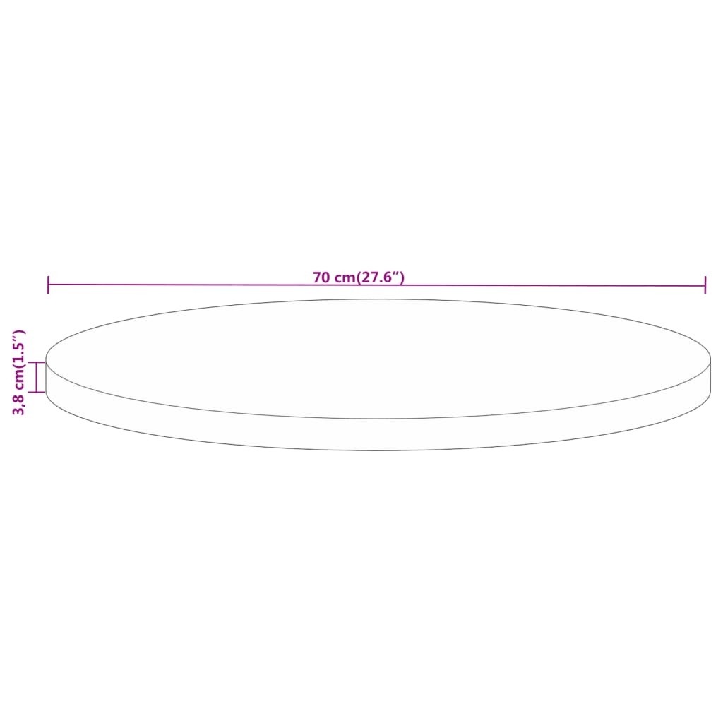 Blat de masă rotund, Ø 70x3,8 cm, lemn masiv reciclat