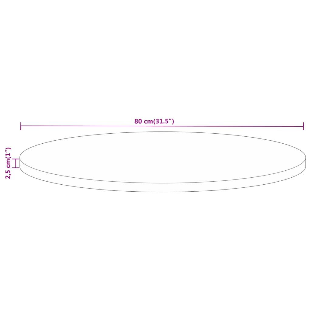 Blat de masă rotund, Ø 80x2,5 cm, lemn masiv reciclat