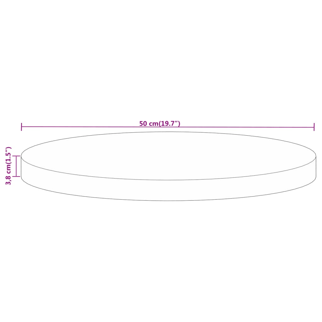 Blat de masă rotund, Ø 50x3,8 cm, lemn masiv reciclat