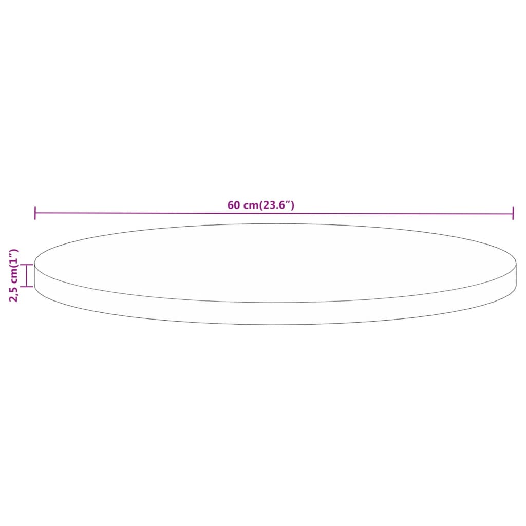 Blat de masă rotund, Ø 60x2,5 cm, lemn masiv reciclat