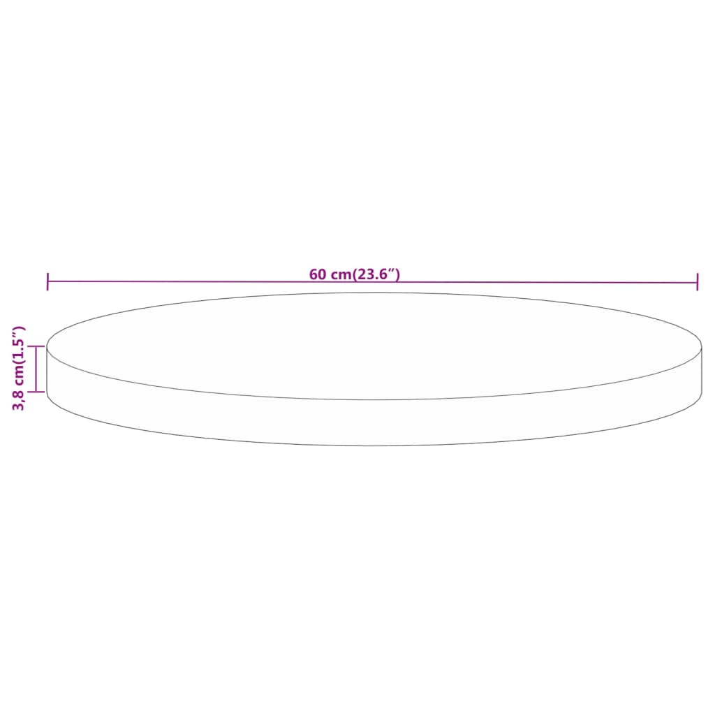 Blat de masă rotund, Ø 60x3,8 cm, lemn masiv reciclat