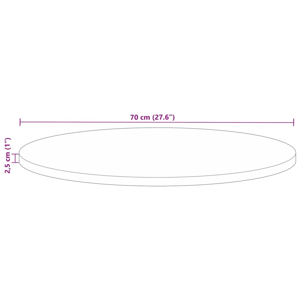 Blat de masă rotund, Ø 70x2,5 cm, lemn masiv reciclat