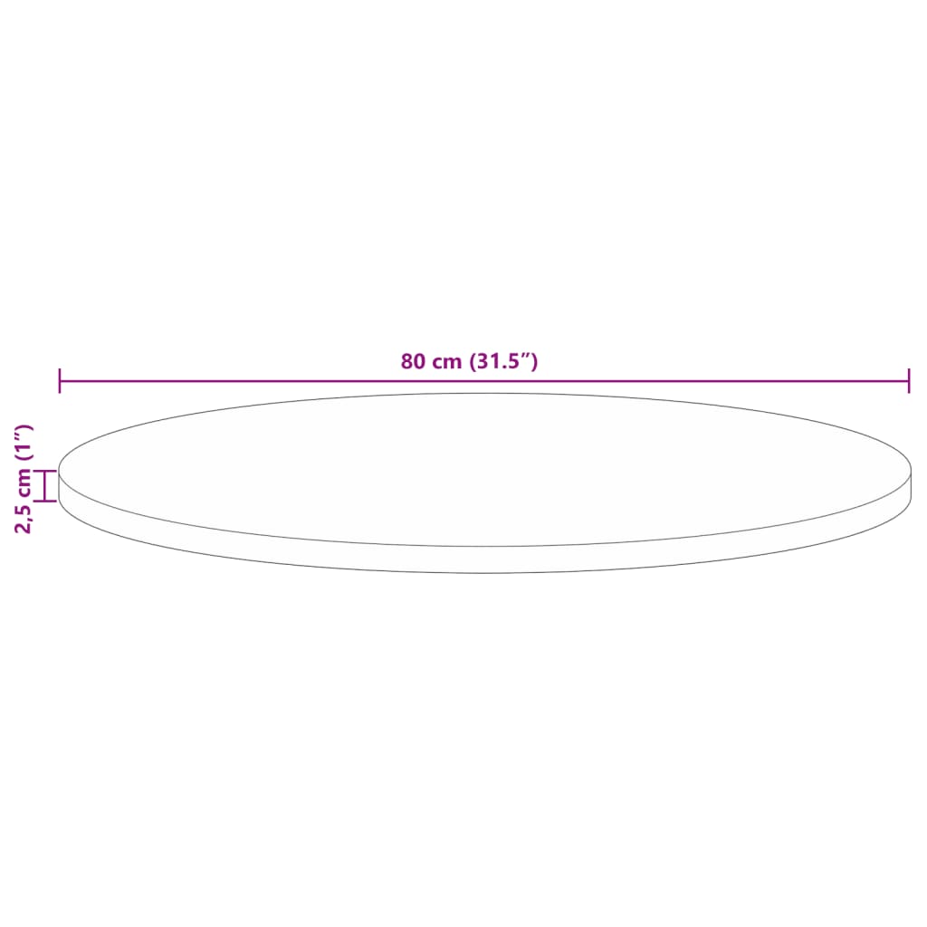 Blat de masă rotund, Ø 80x2,5 cm, lemn masiv reciclat