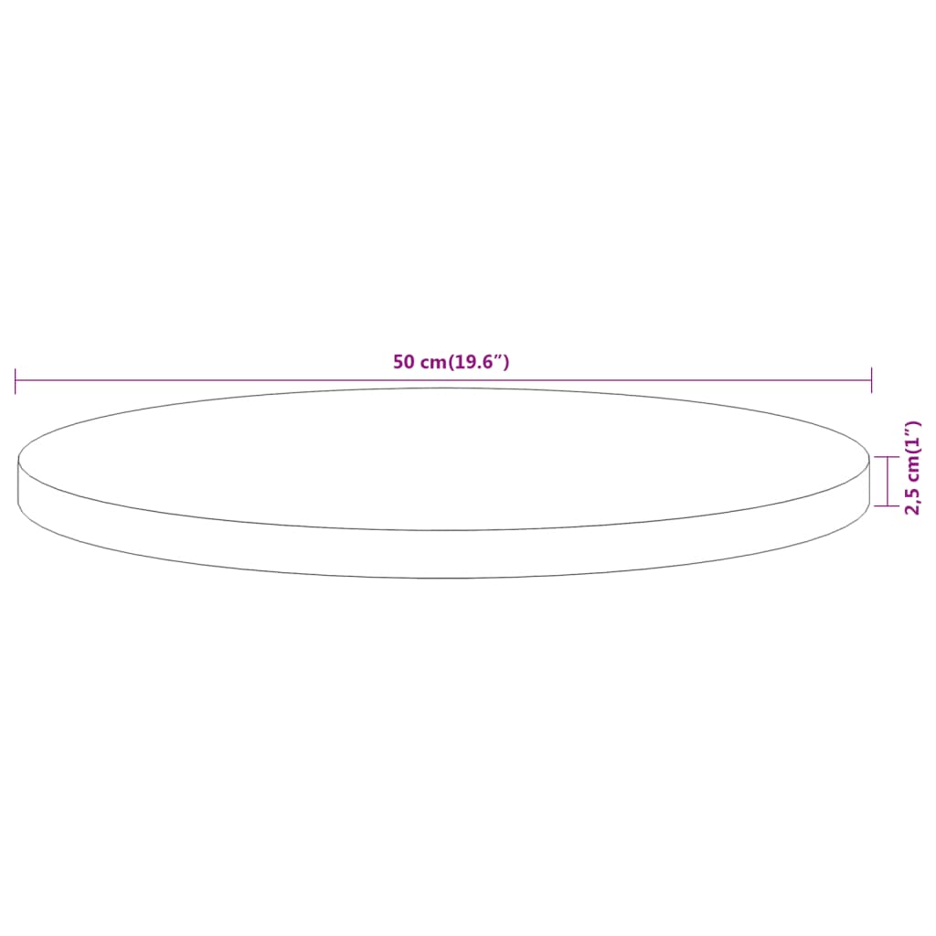 Blat de masă rotund, Ø50x2,5 cm, lemn masiv de acacia