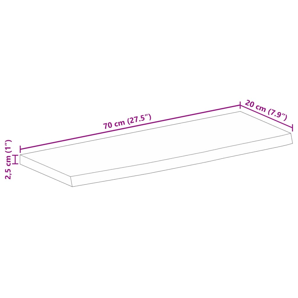 Blat de masă margine naturală, 70x20x2,5 cm, lemn masiv mango