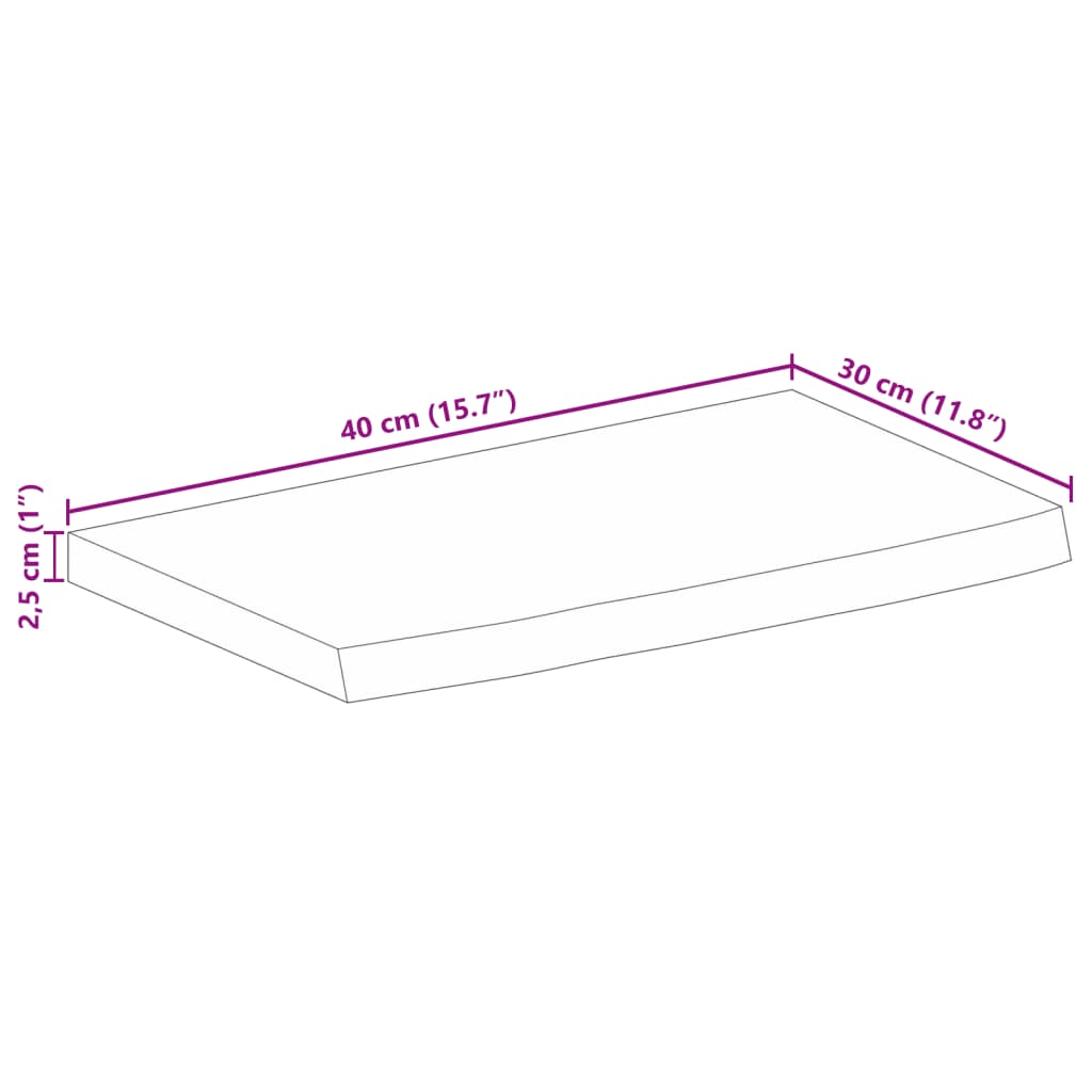 Blat de masă margine naturală, 40x30x2,5 cm, lemn masiv mango