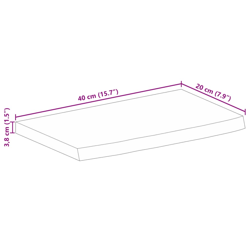 Blat de masă margine naturală, 40x20x3,8 cm, lemn masiv mango