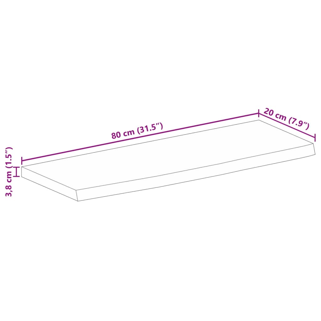 Blat de masă margine naturală, 80x20x3,8 cm, lemn masiv mango