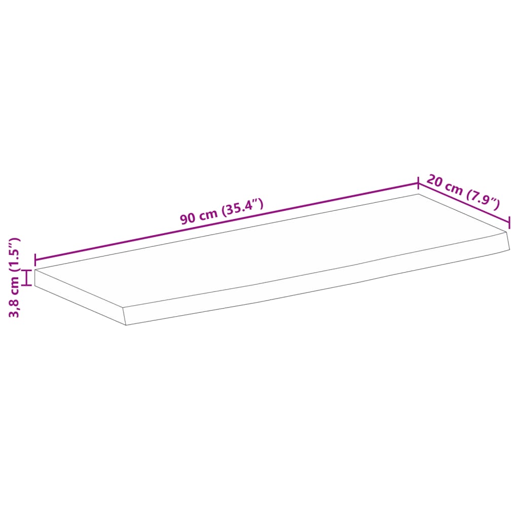 Blat de masă margine naturală, 90x20x3,8 cm, lemn masiv mango