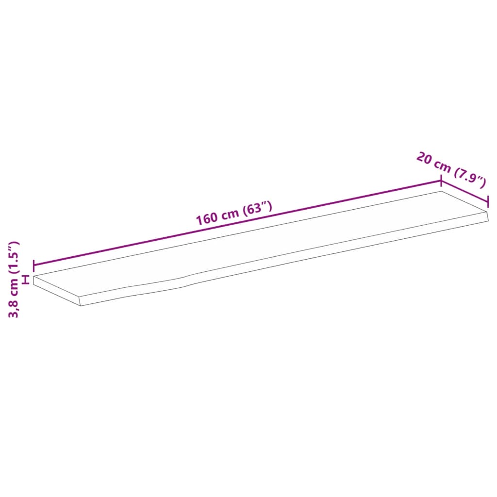 Blat de masă margine naturală, 160x20x3,8 cm, lemn masiv mango