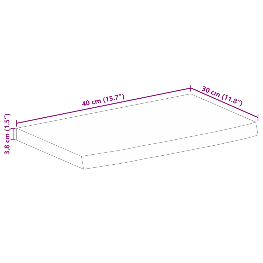 Blat de masă margine naturală, 40x30x3,8 cm, lemn masiv mango