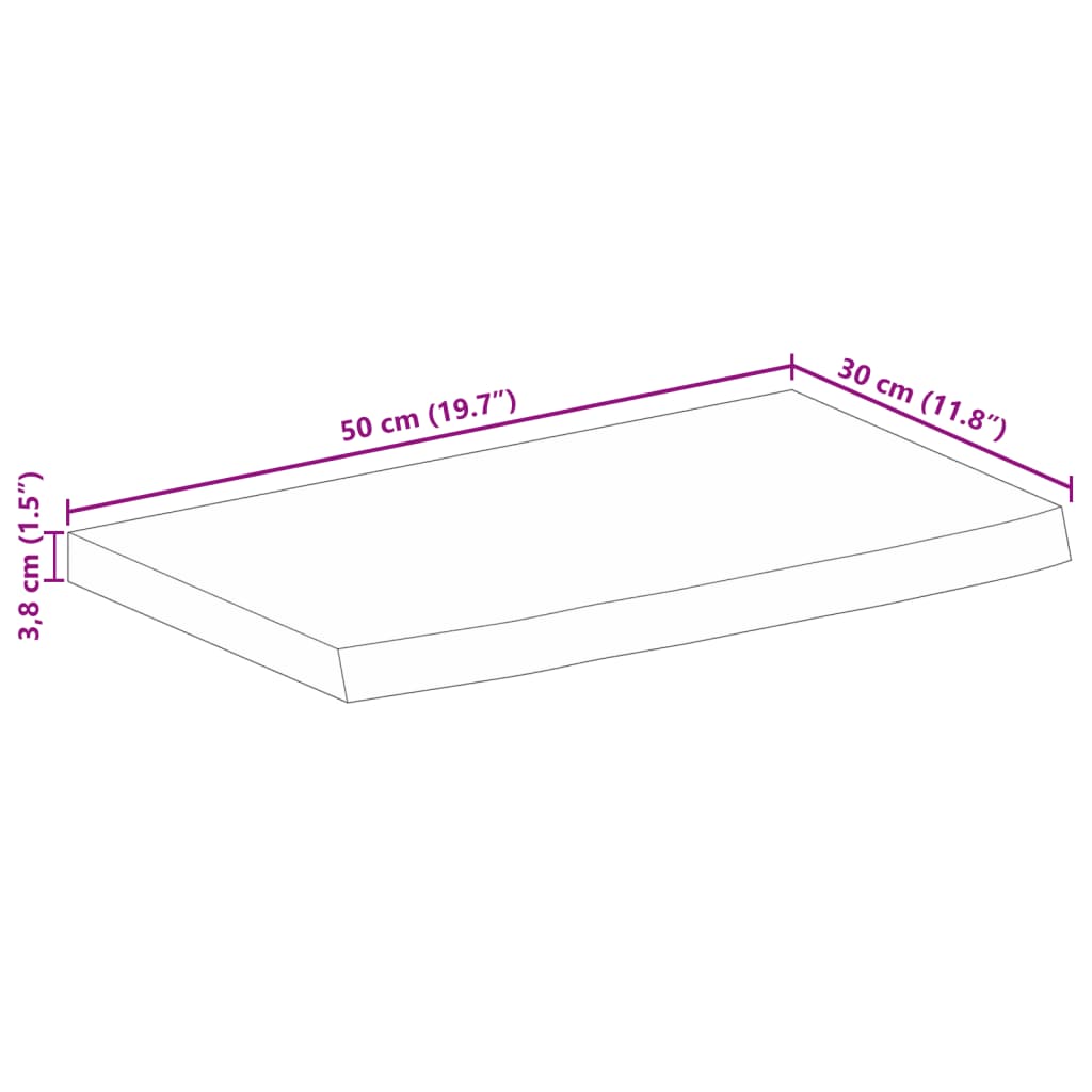 Blat de masă margine naturală, 50x30x3,8 cm, lemn masiv mango