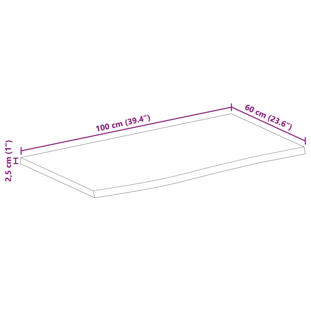 Blat de masă contur organic 100x60x2,5 cm lemn masiv de mango