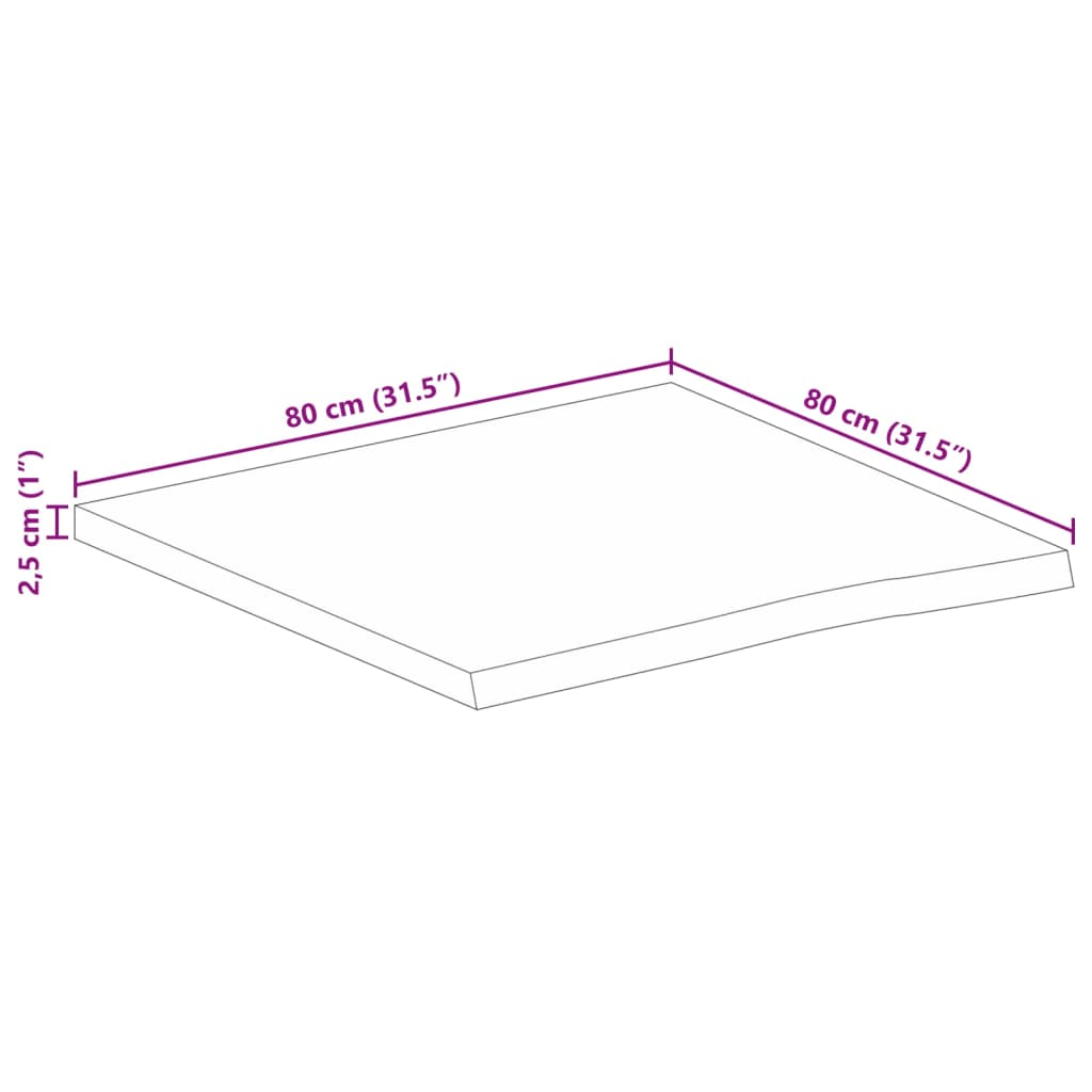 Blat de masă contur organic 80x80x2,5 cm lemn masiv de mango