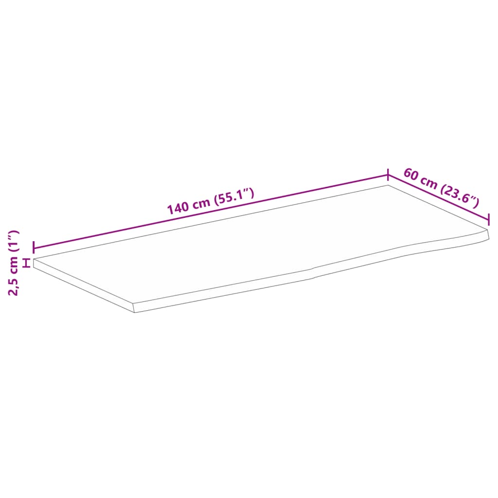 Blat de masă contur organic 140x60x2,5 cm lemn masiv de mango