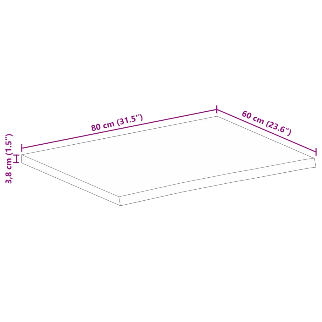 Blat de masă contur organic 80x60x3,8 cm lemn masiv de mango