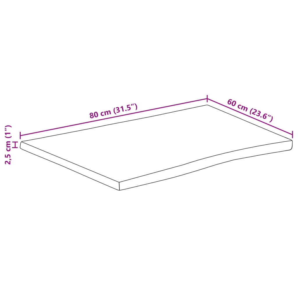 Blat masă 80x60x2,5 cm lemn masiv mango