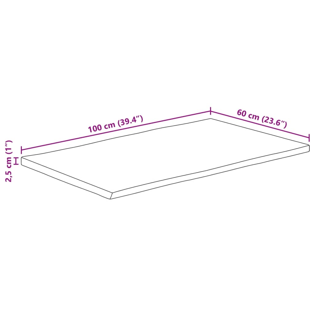 Blat masă 100x60x2,5 cm lemn masiv mango