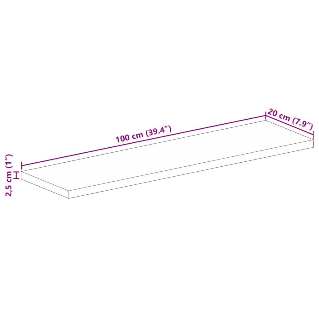 Blat masă 100x20x2,5 cm lemn solid dreptunghiular de acacia