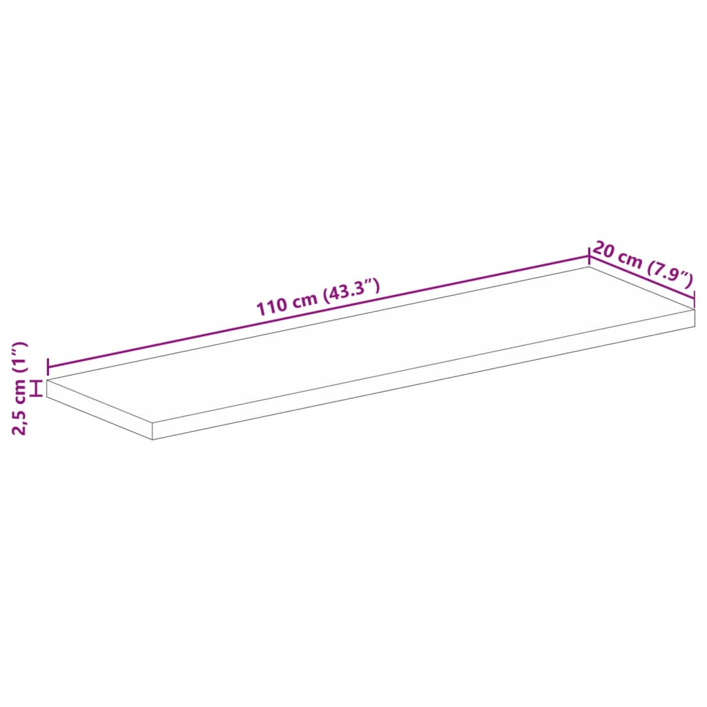 Blat masă 110x20x2,5 cm lemn solid dreptunghiular de acacia