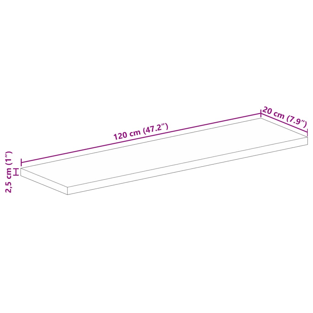 Blat masă 120x20x2,5 cm lemn solid dreptunghiular de acacia