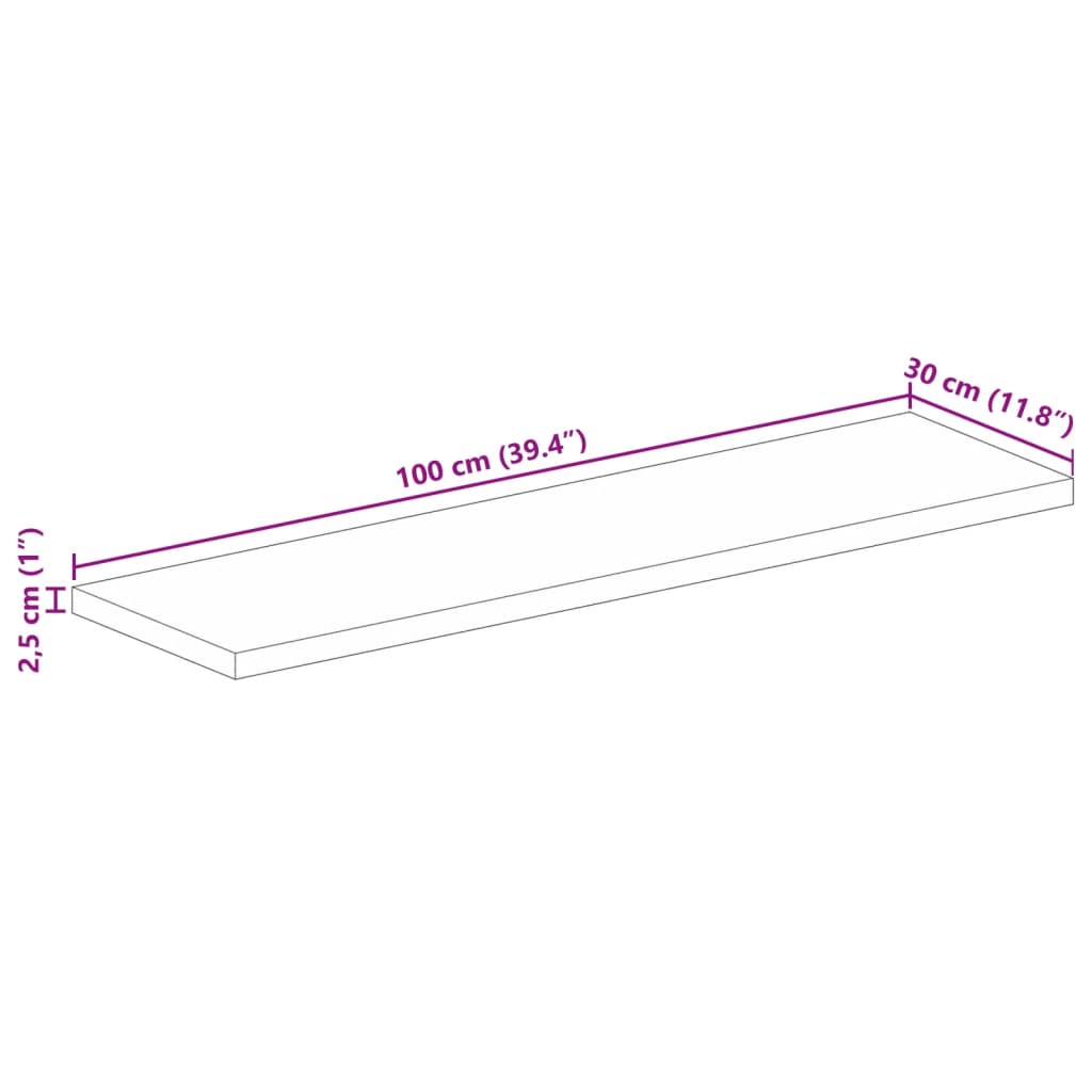 Blat masă 100x30x2,5 cm lemn solid dreptunghiular de acacia