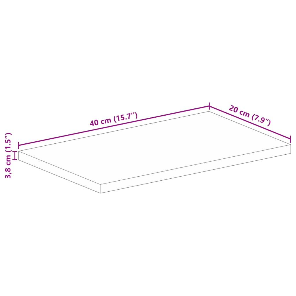 Blat de masă 40x20x3,8 cm dreptunghiular lemn masiv de acacia