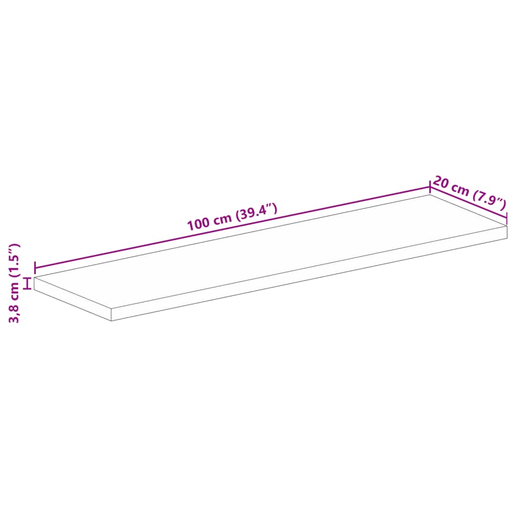 Blat de masă 100x20x3,8 cm dreptunghiular lemn masiv de acacia