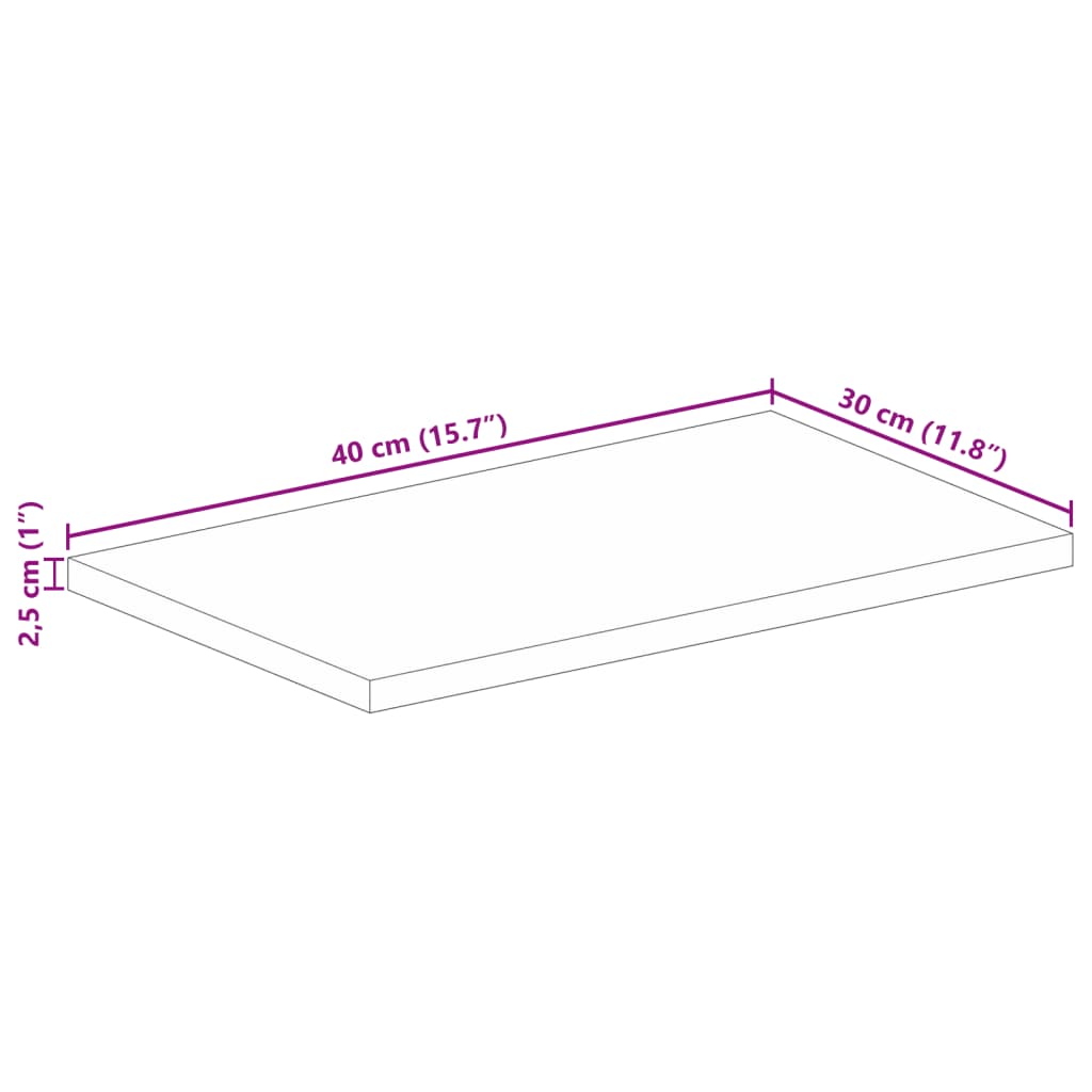 Blat masă 40x30x2,5 cm lemn masiv dreptunghiular de mango