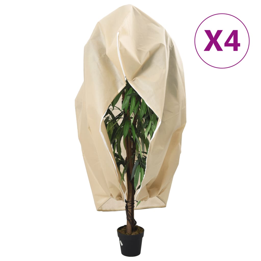 Protecție de fleece plante cu fermoar 4 buc 70 g/m² 3,93x3 m