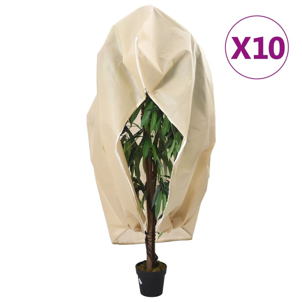 Protecție de fleece plante cu fermoar 10 buc 70 g/m² 3,14x2,5 m