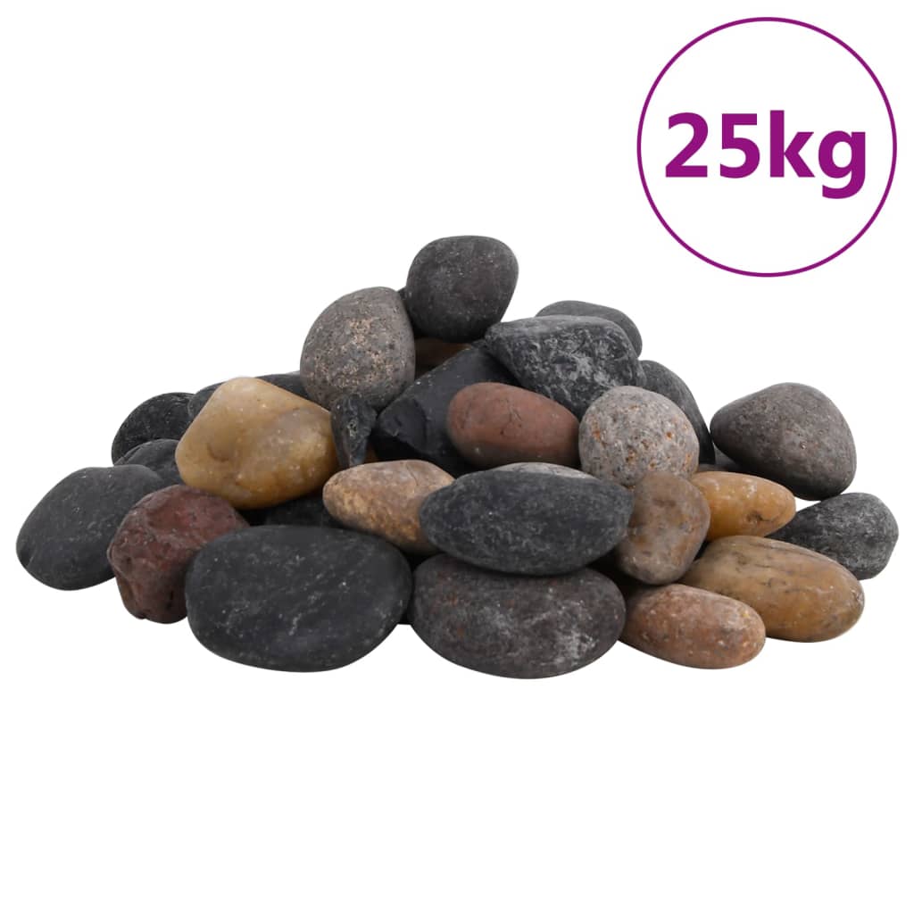 Pietricele lustruite, 25 kg, culori mixte, 5-8 cm