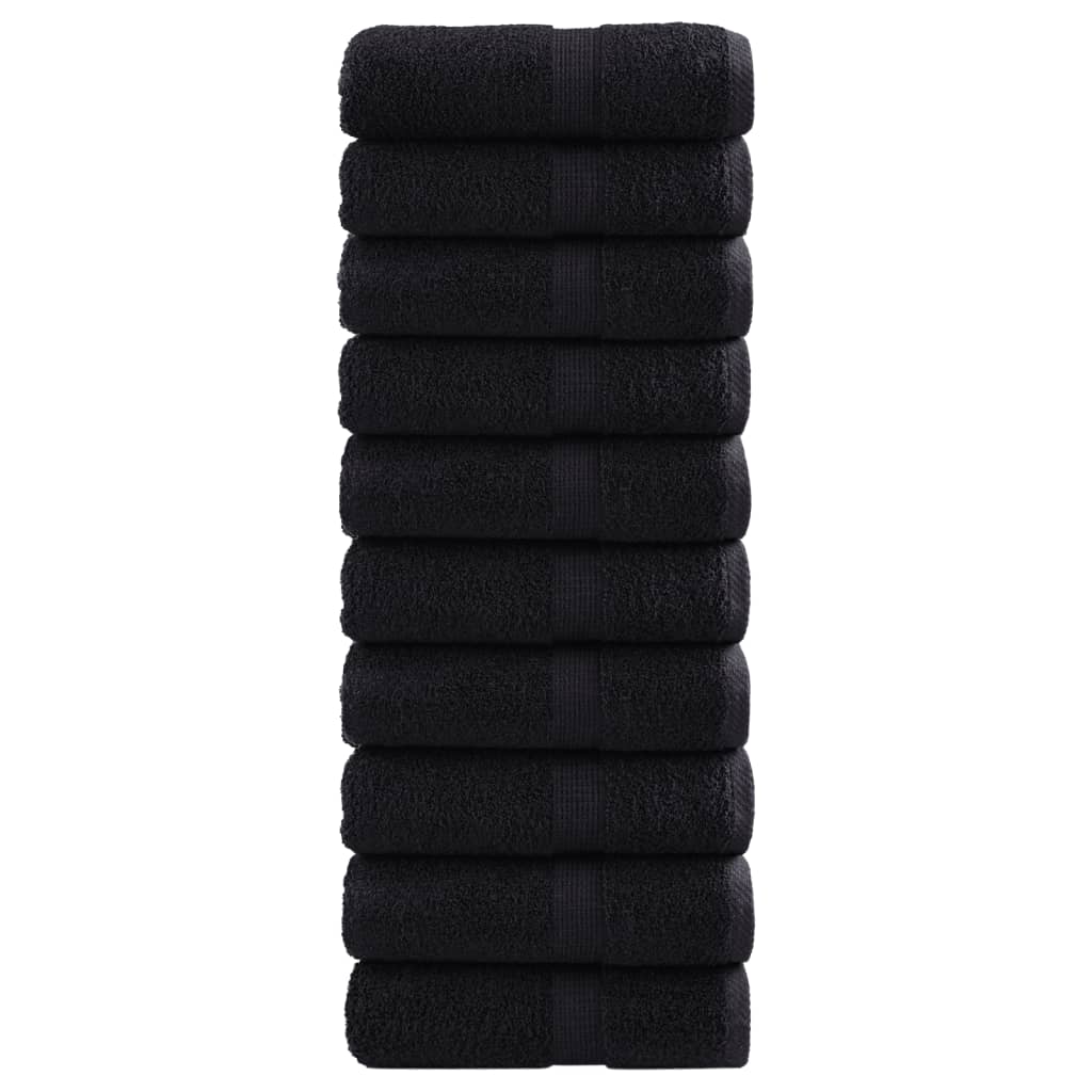 Prosoape mâini premium SOLUND 10 buc negru 30x30 cm 600 gsm