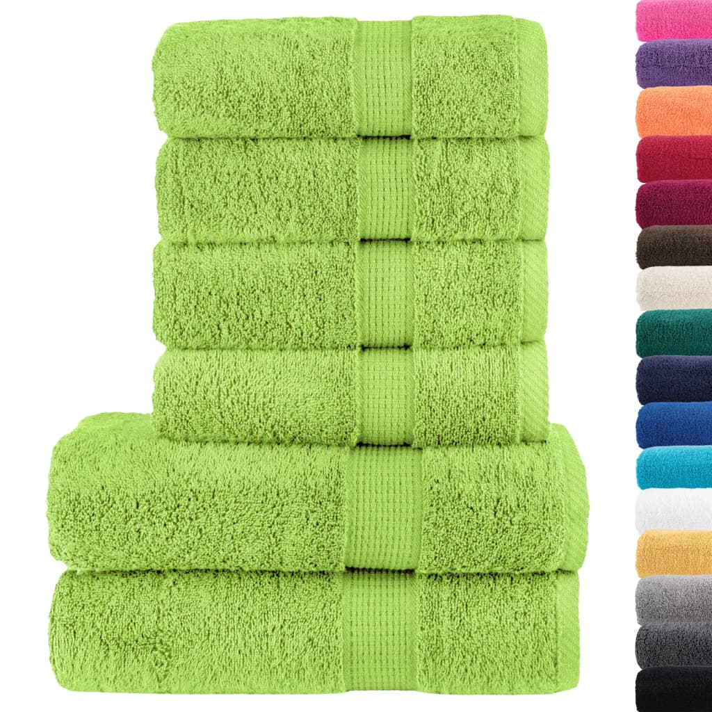 Set de prosoape premium SOLUND, 6 piese, verde măr, 600 g/m²