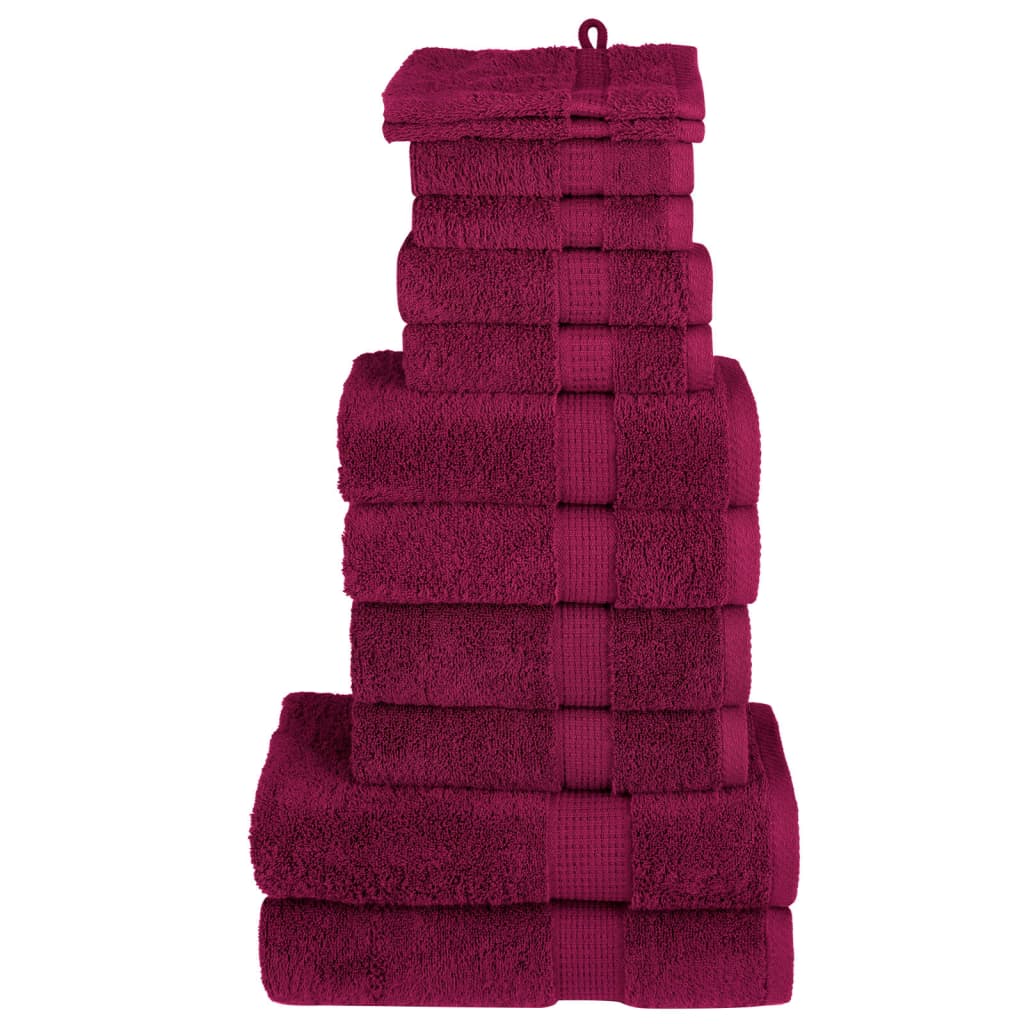 Set de prosoape premium SOLUND, 12 piese, bordo, 600 g/m²