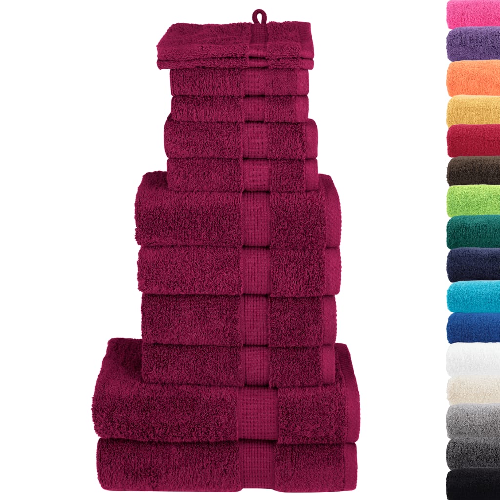 Set de prosoape premium SOLUND, 12 piese, bordo, 600 g/m²