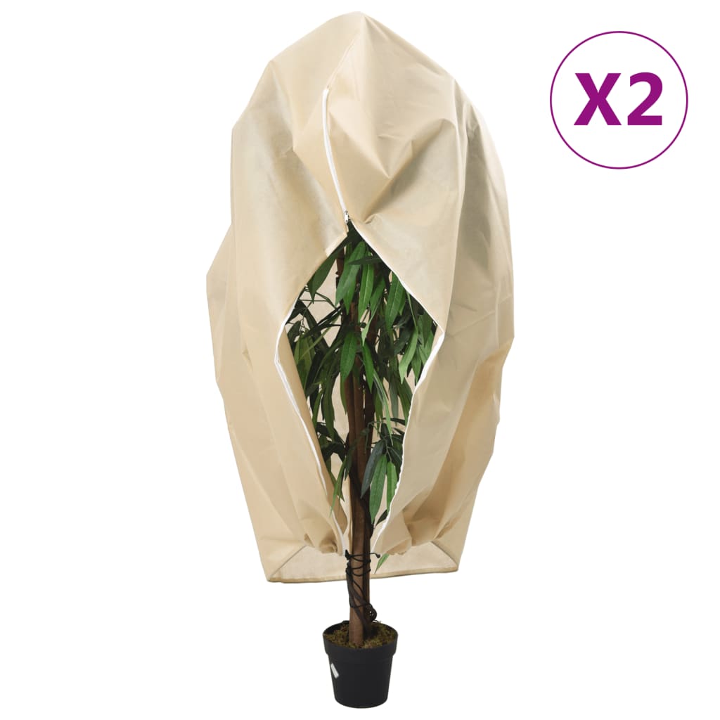 Protecție de fleece plante cu fermoar 2 buc 70 g/m² 1,2x1,8 m