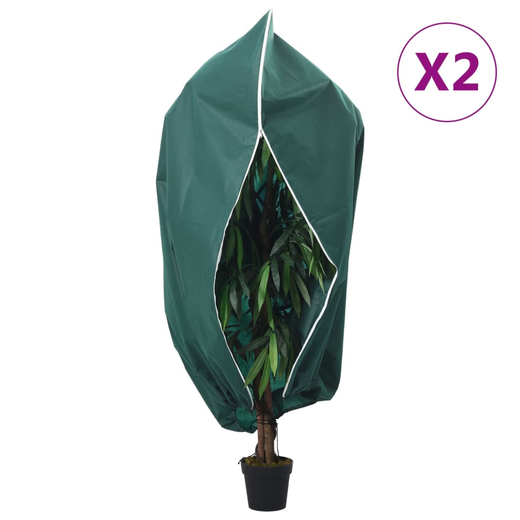 Protecție de fleece plante cu fermoar 2 buc 70 g/m² 1,2x1,8 m