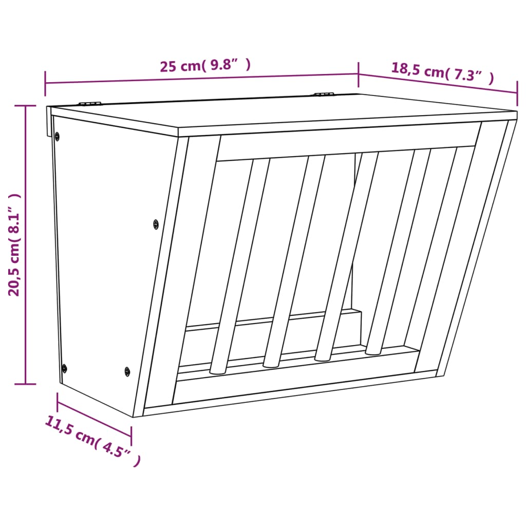 Hrănitor pentru fân de iepuri, 25x18,5x20,5 cm, lemn masiv brad