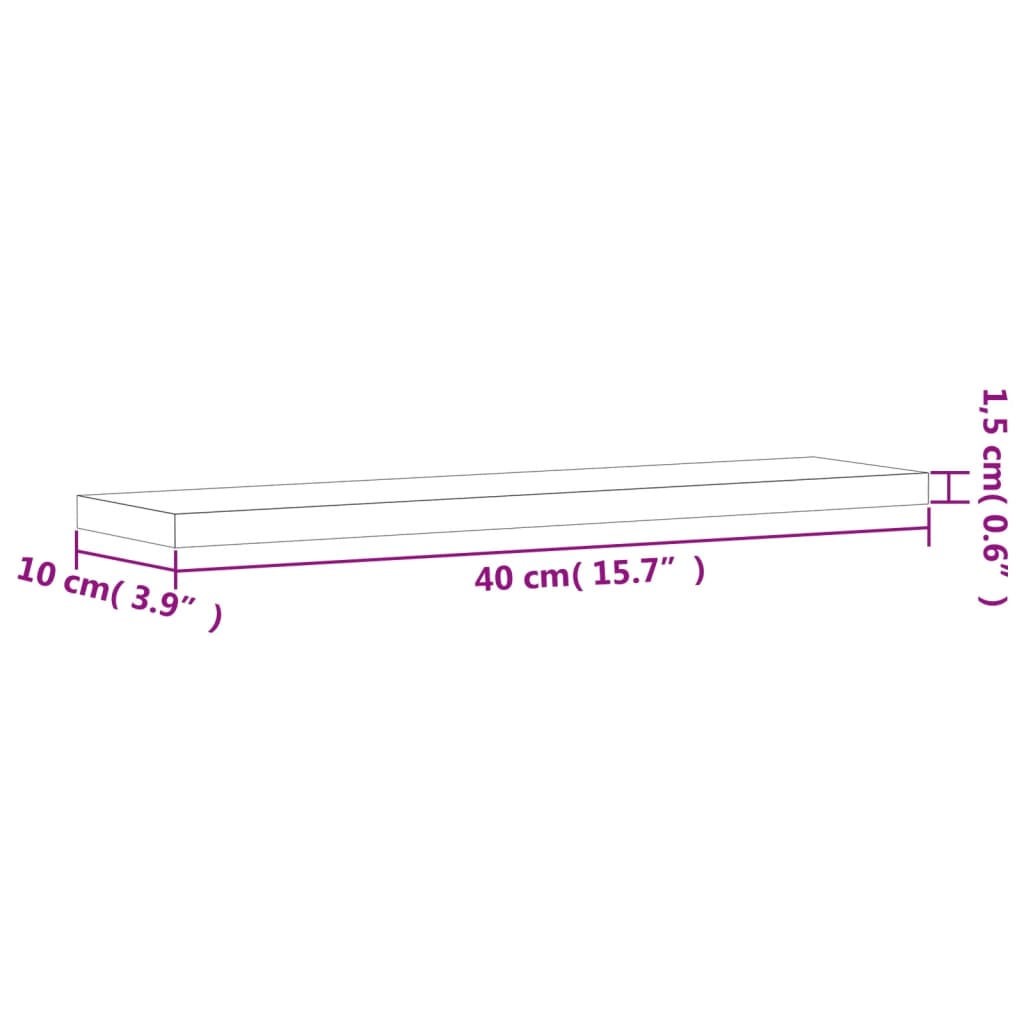 Rafturi perete 4 buc. stejar fumuriu 40x10x1,5 cm lemn compozit