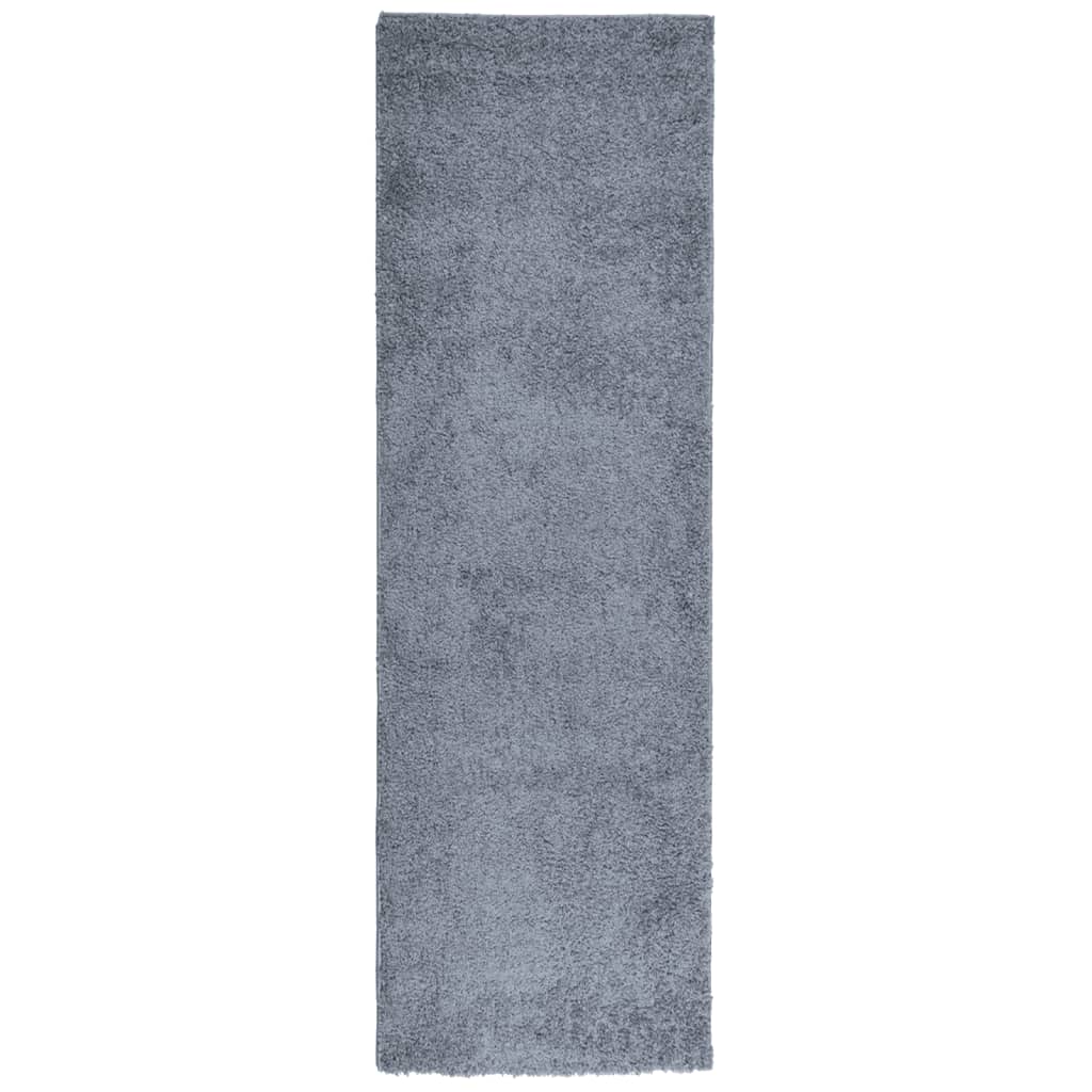 Covor pufos "PAMPLONA" cu fire înalte albastru modern 80x250 cm