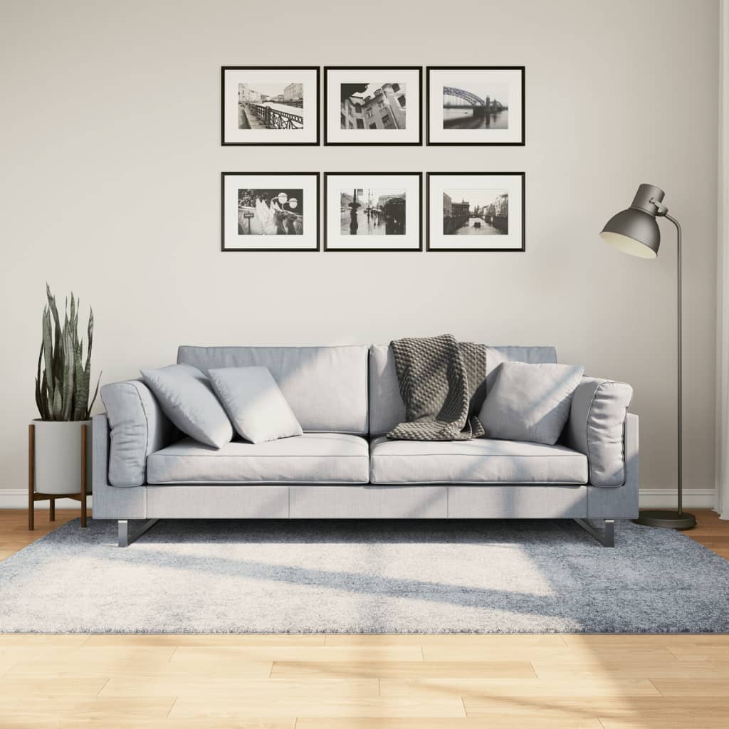 Covor pufos "PAMPLONA" fire înalte, albastru modern 140x200 cm