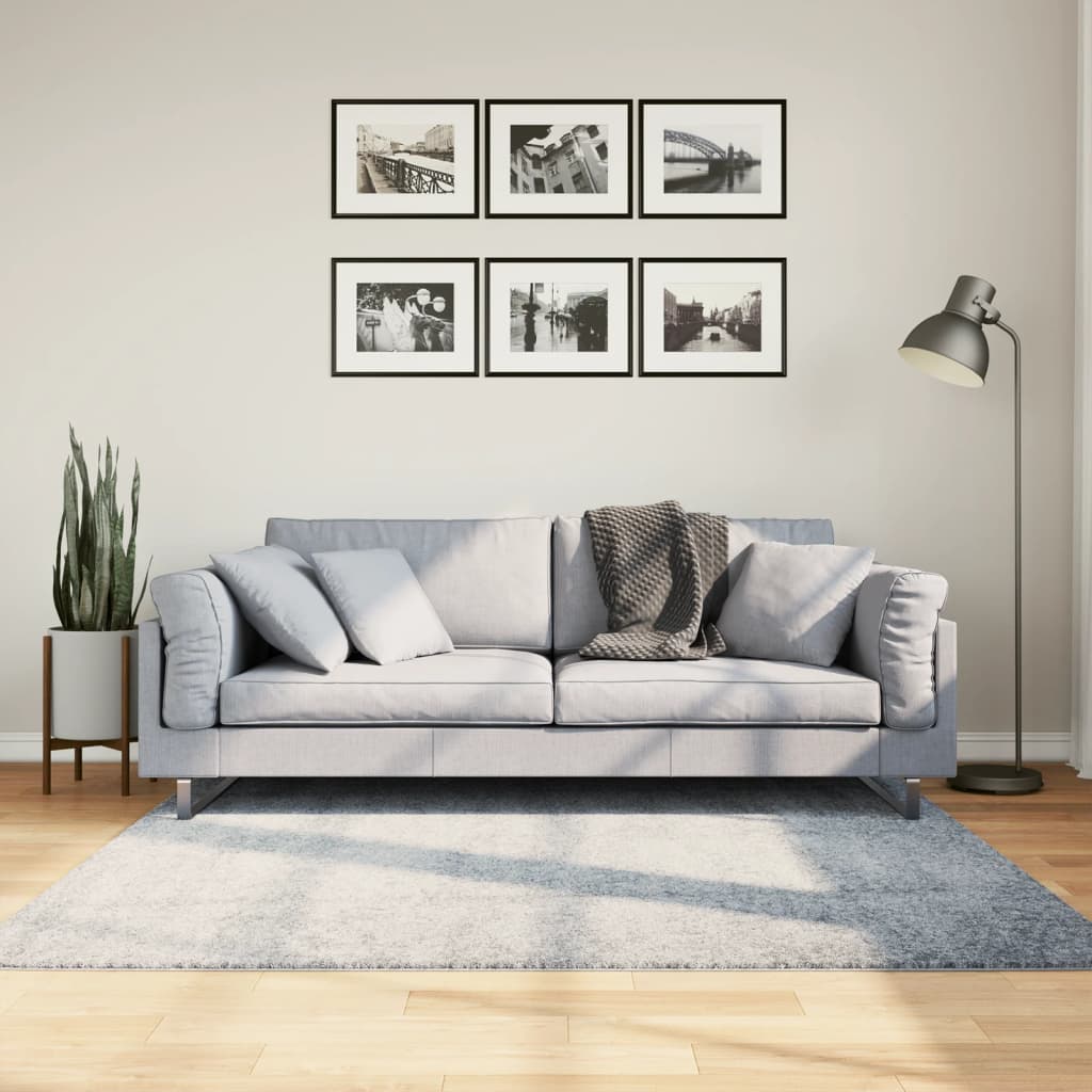 Covor pufos "PAMPLONA" fire înalte albastru modern 160x160 cm